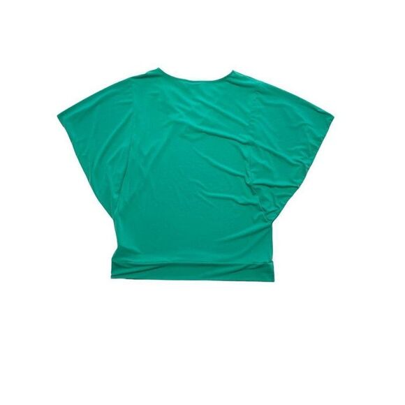 JM COLLECTION Green Flutter Sleeve Studded Neckline Stretch Knit Size Large - Picture 7 of 7